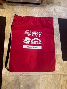 Laundry By Shelli Segal Red Drawstring Laundry Bag with White Logo
